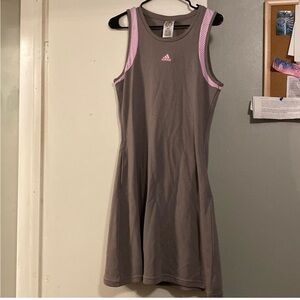 Adidas Sleeveless Tennis Tank Athletic Skirt Dress Heather Gray and Purple Mesh